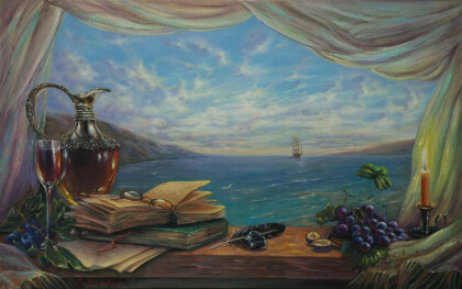 Морской пейзаж с парусником