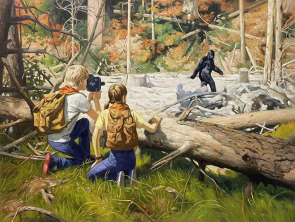 по эскизу заказчика «Пионеры и Снежный человек»