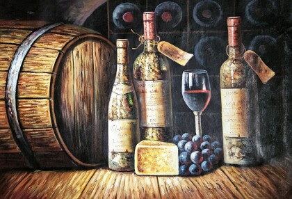 Натюрморт с вином и сыром
