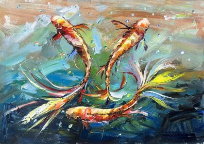 Карпы кои. Японская золотая рыбка на удачу №33