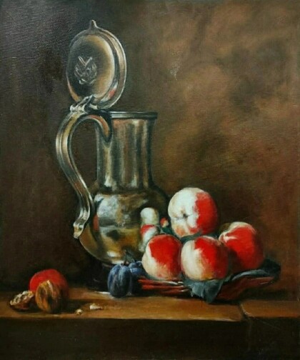 «Натюрморт с оловянным кувшином» Шарден. Копия