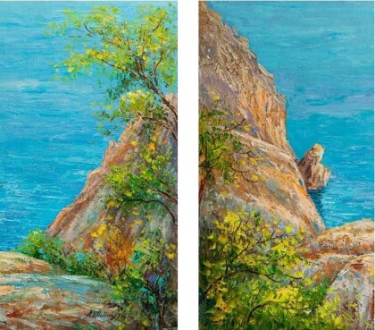 Утесы над лазурным морем. Крым. Диптих