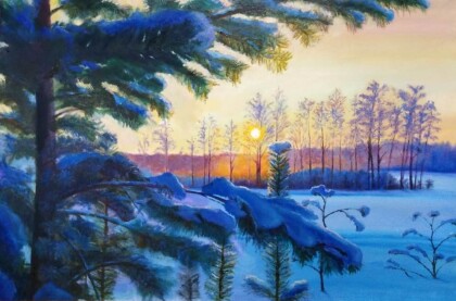 Зима в сибири. Утро.