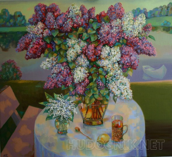 Натюрморт маслом на холсте - Сирень