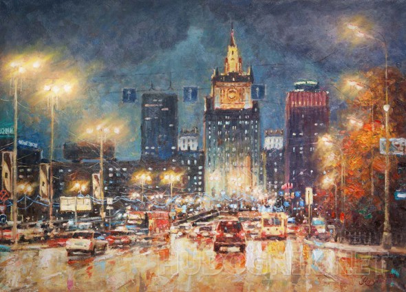 Городской пейзаж - МИД в вечерних огнях