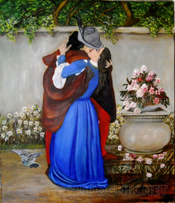 Картина маслом на холсте - Поцелуй