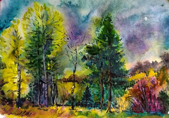 Пейзаж акварелью - Осеннее настроение