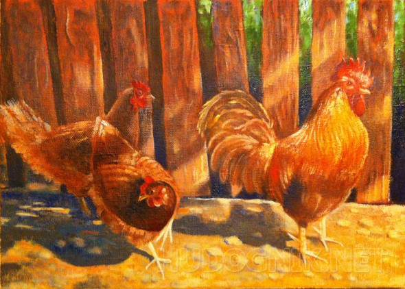 Картина маслом на холсте - Символ 2017 года с гаремом