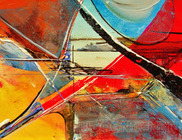 Абстракция маслом на холсте - Квартал красных фонарей