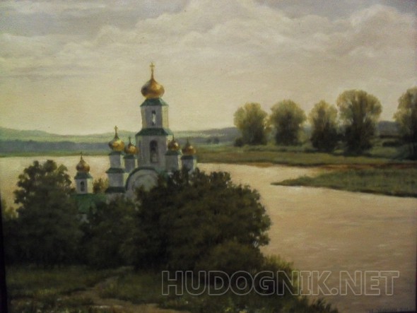 Картина маслом на холсте - Собор над рекой