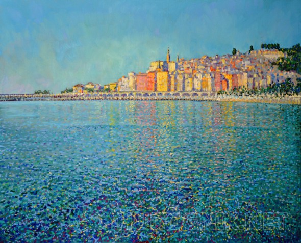 Пейзаж маслом на холсте - Ментон